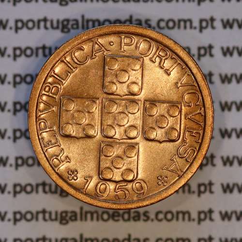 Portugal, bronze coin of 10 centavos 1959 Portuguese Republic, X centavos 1959 Bronze, (AU/UNC), World Coins Portugal KM 583