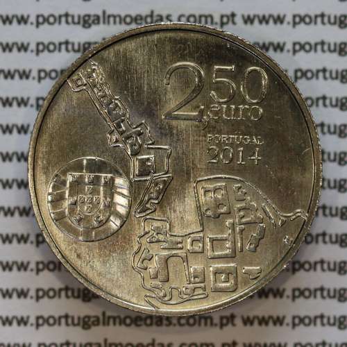 2.50€ Euros 2014, Coimbra Alta E Sofia, Cuproníquel (2,50 Euro 2014, University of Coimbra)
