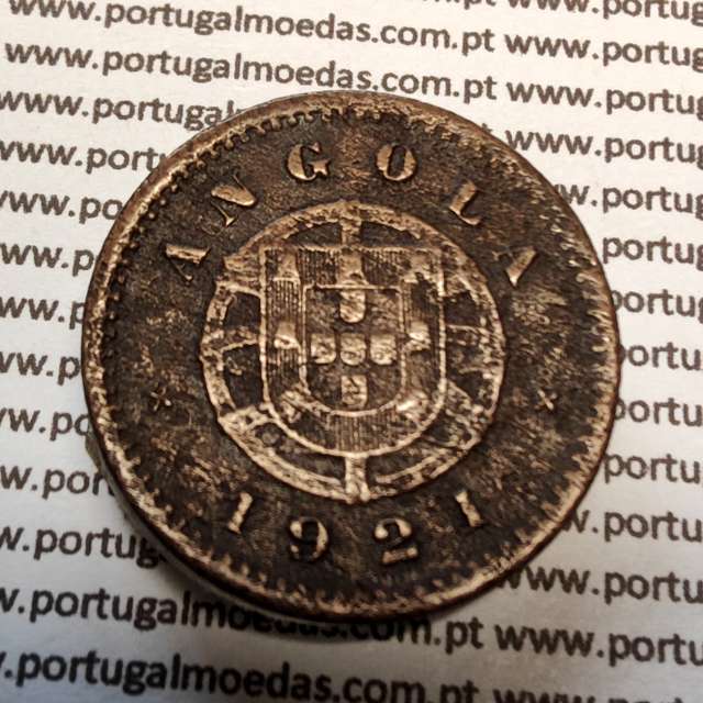 Angola 2 Centavos 1921 Bronze, $2 dois centavos 1921 bronze da Ex-Colónia Portuguesa de Angola, (MBC-), World Coins Angola KM 61