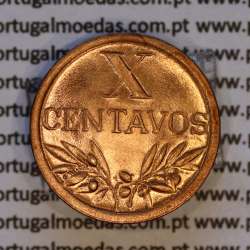 Portugal, bronze coin of 10 centavos 1960 Portuguese Republic, X centavos 1960 Bronze, (UNC), World Coins Portugal KM 583