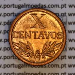 X centavos 1960 Bronze Republica Portuguesa, 10 centavos 1960 bronze, (Soberba), World Coins Portugal KM 583