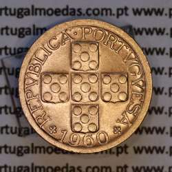 Portugal, bronze coin of 10 centavos 1960 Portuguese Republic, X centavos 1960 Bronze, (EF/AU), World Coins Portugal KM 583