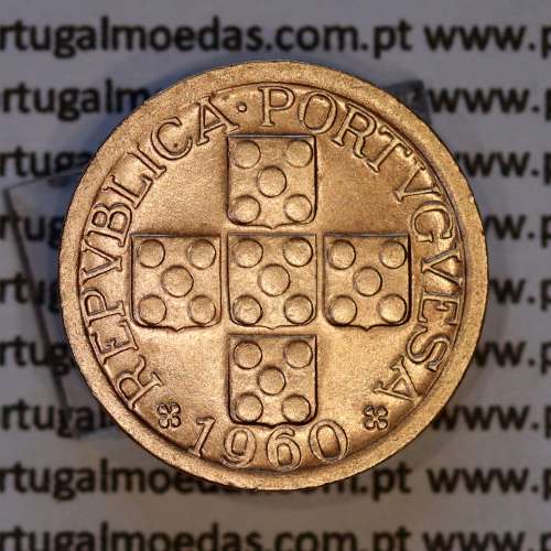 Portugal, bronze coin of 10 centavos 1960 Portuguese Republic, X centavos 1960 Bronze, (EF/AU), World Coins Portugal KM 583