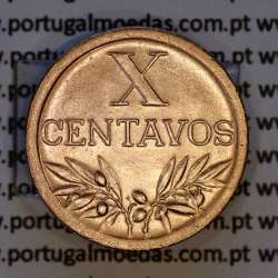 Portugal, bronze coin of 10 centavos 1960 Portuguese Republic, X centavos 1960 Bronze, (EF/AU), World Coins Portugal KM 583