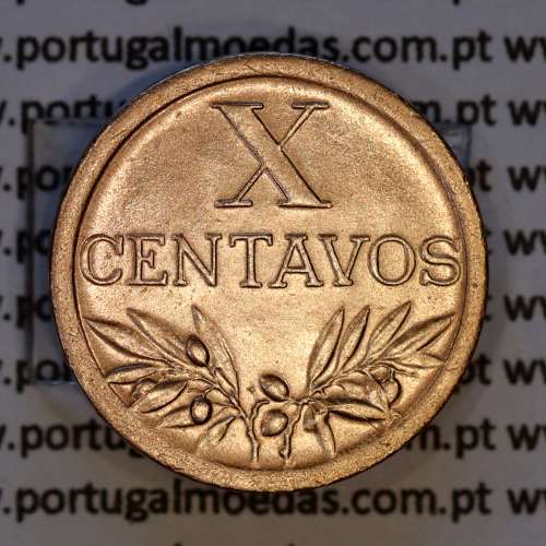 Portugal, bronze coin of 10 centavos 1960 Portuguese Republic, X centavos 1960 Bronze, (EF/AU), World Coins Portugal KM 583