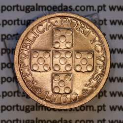 Portugal, bronze coin of 10 centavos 1960 Portuguese Republic, X centavos 1960 Bronze, (AU/UNC), World Coins Portugal KM 583
