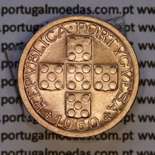 Portugal, bronze coin of 10 centavos 1960 Portuguese Republic, X centavos 1960 Bronze, (AU/UNC), World Coins Portugal KM 583