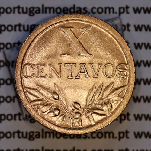 X centavos 1960 Bronze Republica Portuguesa, 10 centavos 1960 bronze, (Bela/Soberba), World Coins Portugal KM 583