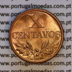 Portugal, bronze coin of 10 centavos 1963 Portuguese Republic, X centavos 1963 Bronze, (UNC), World Coins Portugal KM 583
