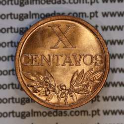 Portugal, bronze coin of 10 centavos 1968 Portuguese Republic, X centavos 1968 Bronze, (UNC), World Coins Portugal KM 583 Portugal, bronze coin of 10 centavos 1968 Portuguese Republic, X centavos 1968 Bronze, (UNC), World Coins Portugal KM 583