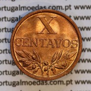 Portugal, bronze coin of 10 centavos 1969 Portuguese Republic, X centavos 1969 Bronze, (UNC), World Coins Portugal KM 583