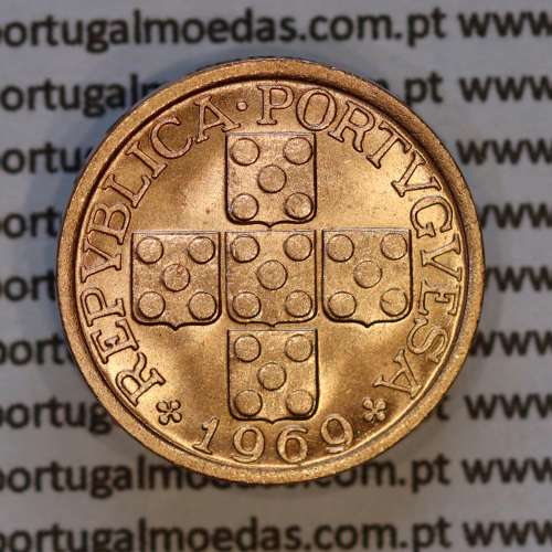 Portugal, bronze coin of 10 centavos 1969 Portuguese Republic, X centavos 1969 Bronze, (EF/UNC), World Coins Portugal KM 583