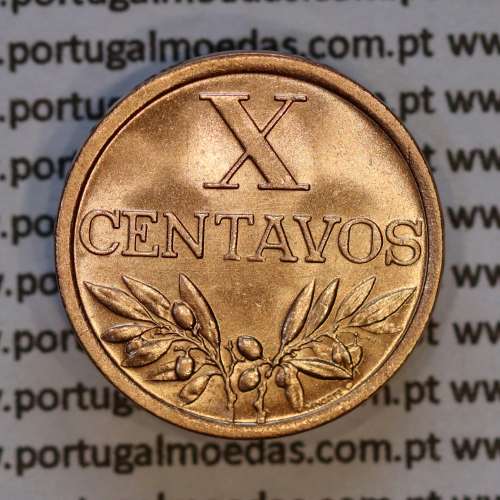 X centavos 1969 Bronze Republica Portuguesa, 10 centavos 1969 bronze, (Bela/Soberba), World Coins Portugal KM 583