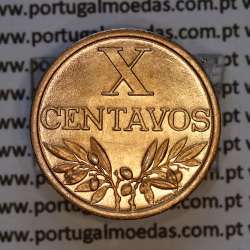 Portugal, bronze coin of 10 centavos 1963 Portuguese Republic, X centavos 1963 Bronze, (AU/UNC), World Coins Portugal KM 583