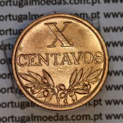 Portugal, bronze coin of 10 centavos 1965 Portuguese Republic, X centavos 1965 Bronze, (AU/UNC), World Coins Portugal KM 583