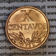 Portugal, bronze coin of 10 centavos 1965 Portuguese Republic, X centavos 1965 Bronze, (AU/UNC), World Coins Portugal KM 583
