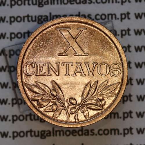 Portugal, bronze coin of 10 centavos 1966 Portuguese Republic, X centavos 1966 Bronze, (AU/UNC), World Coins Portugal KM 583