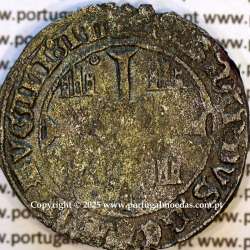 Barbuda em Bolhão D. Fernando I 1367-1383, (28 Dinheiros) Legenda: ☩SI:DNS:MICHI:AIVTOR:NON:TI፨:: / ☩FERNANDVS:REX:PORTVGALI:AL