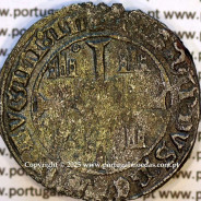 Portugal, billon coin of Barbuda of Fernando I (1367-1383), Legend: ☩SI:DNS:MICHI:AIVTOR:NON:TI፨:: / ☩FERNANDVS:REX:PORTVGALI:AL