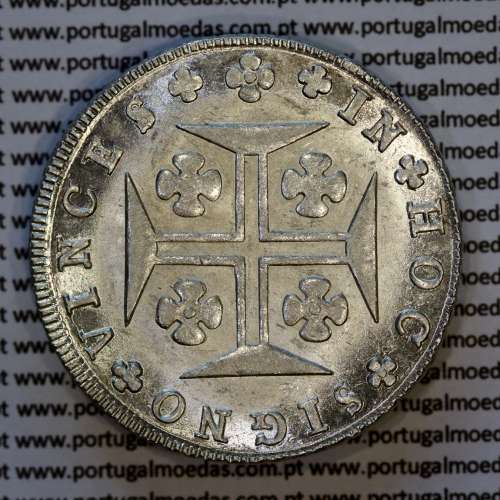 Cruzado Novo Prata 1826 D. Pedro IV, 480 Réis prata 1826, variante coroa larga, (Soberba),  World Coins Portugal KM 377