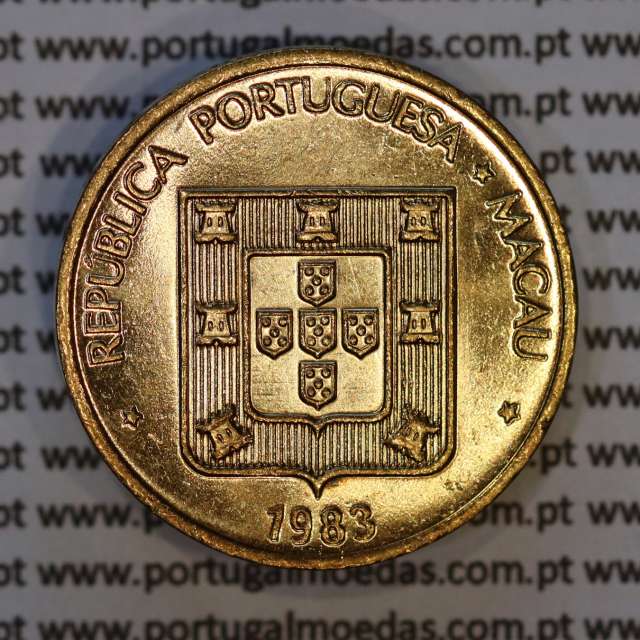 Macau 50 Avos 1983 Nickel Brass, Macao Former Portuguese Colony 50 avos 1983,  (UNC), World Coins Macao KM 22