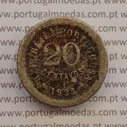 Portugal, Copper-nickel coin of 20 centavos 1921 of portuguese republique, (F), World Coins Portugal KM 571