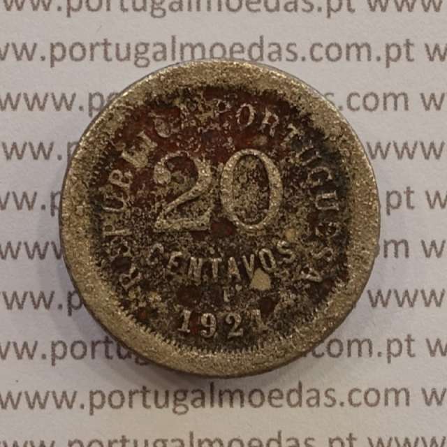 MOEDA DE VINTE CENTAVOS (20 CENTAVOS) CUPRO-NÍQUEL 1921 BC-/REG