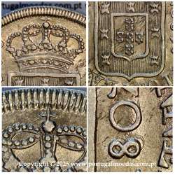 Raro Cruzado Novo prata 1807 D. João P. Regente, "8" retificado, escudo alto com coroa alta encimada por cruz triunfante