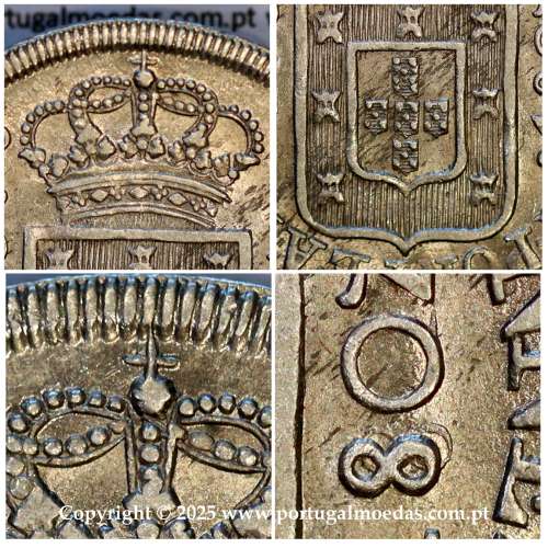 Raro Cruzado Novo prata 1807 D. João P. Regente, "8" retificado, escudo alto com coroa alta encimada por cruz triunfante