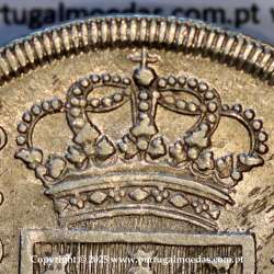 Raro Cruzado Novo prata 1807 D. João P. Regente, "8" retificado, escudo alto com coroa alta encimada por cruz triunfante