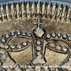 Raro Cruzado Novo prata 1807 D. João P. Regente, "8" retificado, escudo alto com coroa alta encimada por cruz triunfante