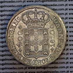 Cruzado Novo prata 1810 D. João Príncipe Regente, coroa média, diadema losango 2 pontos, letra "S" sem serifa (Bela/ Soberba)