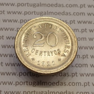 20 centavos 1921 "P" aberto, 20 centavos 1921 cupro-níquel variante "P" aberto na legenda Republica Portuguesa, (Soberba)