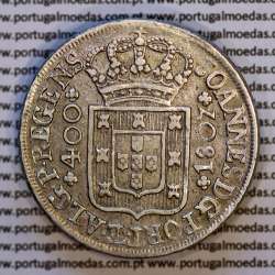 Portugal, silver coin of Cruzado Novo 1807 D. João Prince Regent, diamond diadem 2 points, (VF+/XF), World Coins Portugal KM 331