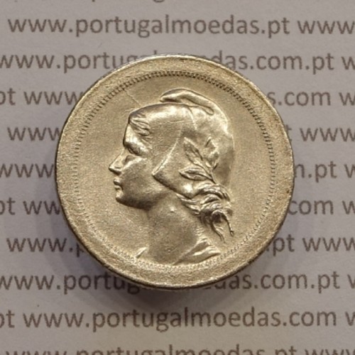 20 centavos 1921 "P" aberto, 20 centavos 1921 cuproníquel variante "P" aberto na legenda Republica Portuguesa, (Bela)
