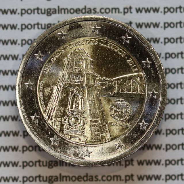 2€ euros 2013, Torre dos Clérigos, Bimetálica (Portugal, 2 Euro, 250th Anniversary of the Torre dos Clérigos)