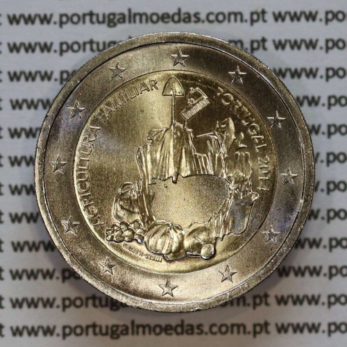 2€ euros 2014, Ano Internacional da Agricultura Familiar, Bimetálica (Portugal, 2 Euro, International Year of Family Farming)