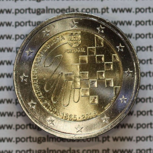 2€ euros 2015,150 Anos da Cruz Vermelha Portuguesa, Bimetálica (Portugal, 2 Euro, 150 Years of the Portuguese Red Cross)