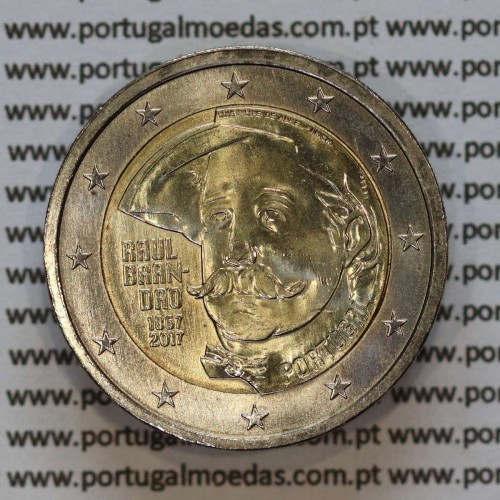 2€ euros 2017, 150 Anos do Nascimento de Raúl Brandão, Bimetálica (Portugal, 2 Euro, 150th Birthday of Raul Brandão)
