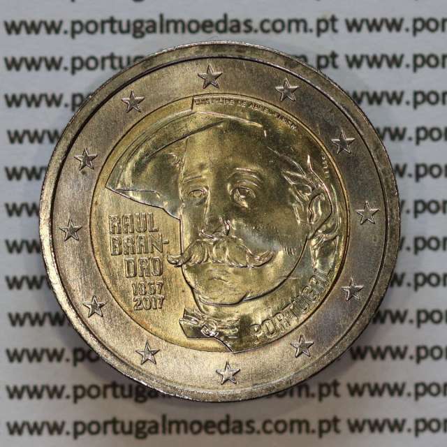 2€ euros 2017, 150 Anos do Nascimento de Raúl Brandão, Bimetálica (Portugal, 2 Euro, 150th Birthday of Raul Brandão)