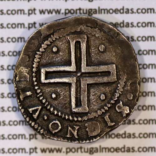 Tostão prata D. João IV 1640-1656, coroa de arcos perolados, RARA, Legenda ✣IOANNES IIII DG REX PORTVGA / ✣IN HOC.SIGNO.VIN.CES