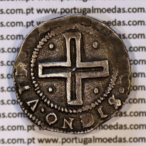 Tostão prata D. João IV 1640-1656, coroa de arcos perolados, RARA, Legenda ✣IOANNES IIII DG REX PORTVGA / ✣IN HOC.SIGNO.VIN.CES