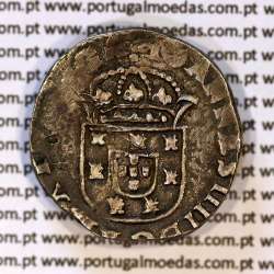 Tostão prata D. João IV 1640-1656, coroa de arcos perolados, RARA, Legenda ✣IOANNES IIII DG REX PORTVGA / ✣IN HOC.SIGNO.VIN.CES
