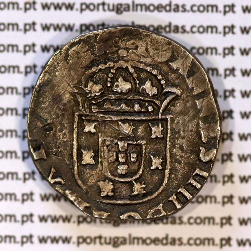Tostão prata D. João IV 1640-1656, coroa de arcos perolados, RARA, Legenda ✣IOANNES IIII DG REX PORTVGA / ✣IN HOC.SIGNO.VIN.CES