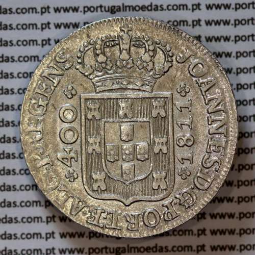 Portugal, silver coin of Cruzado Novo 1811 D. João Prince Regent, diamond diadem 1 point, small cross ✠ 20 mm