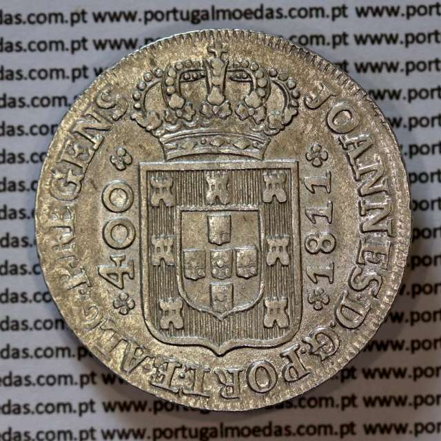 Portugal, silver coin of Cruzado Novo 1811 D. João Prince Regent, diamond diadem 1 point, small cross ✠ 20 mm