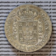 Cruzado Novo prata 1811 D. João Príncipe Regente, 480 Reis prata 1811, coroa baixa, diadema losango 1 ponto, cruz ✠ 20 mm (Bela)