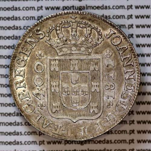 Portugal, silver coin of Cruzado Novo silver 1811 D. João P. Regent, diamond diadem 1 point, 3 pearls in central arch of crown