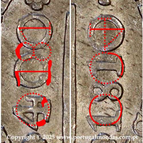 Cruzado Novo prata 1810 D. João Príncipe Regente, erro na data e valor facial invertido retificado pelo abridor de cunho.