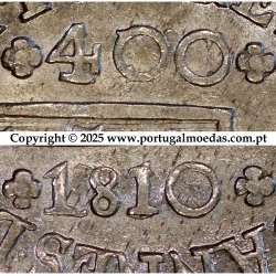 Cruzado Novo prata 1810 D. João Príncipe Regente, erro na data e valor facial invertido retificado pelo abridor de cunho.